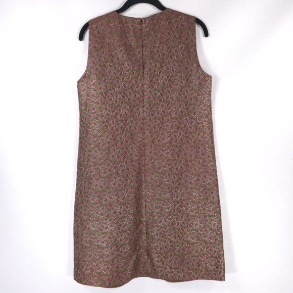 RED VALENTINO ROMANIA MADE Floral Lurex Jacquard Sleeveless Shift Dress Size 8 - Picture 4 of 15